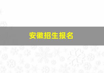 安徽招生报名