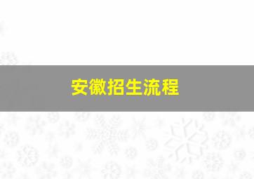 安徽招生流程