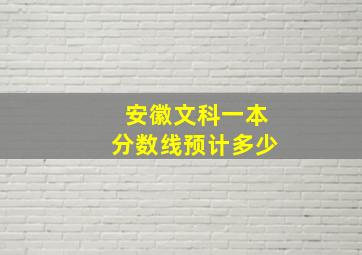 安徽文科一本分数线预计多少