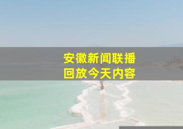 安徽新闻联播回放今天内容