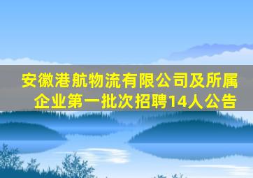 安徽港航物流有限公司及所属企业第一批次招聘14人公告