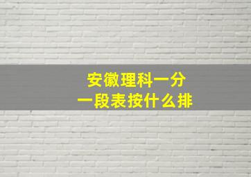 安徽理科一分一段表按什么排