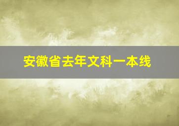 安徽省去年文科一本线