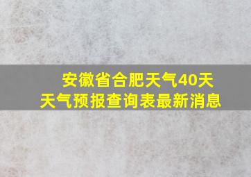 安徽省合肥天气40天天气预报查询表最新消息