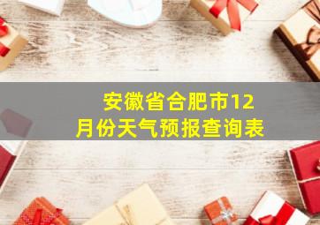 安徽省合肥市12月份天气预报查询表