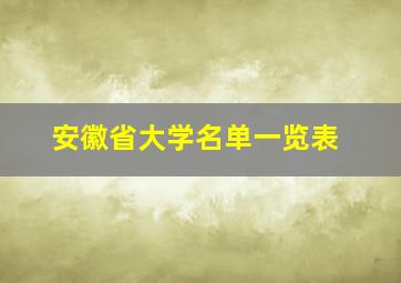 安徽省大学名单一览表