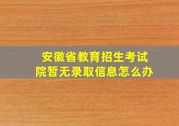 安徽省教育招生考试院暂无录取信息怎么办