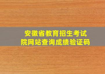 安徽省教育招生考试院网站查询成绩验证码