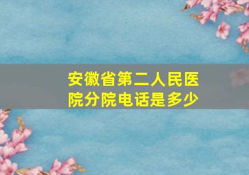 安徽省第二人民医院分院电话是多少