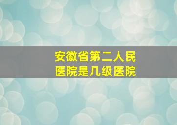 安徽省第二人民医院是几级医院