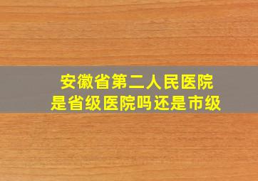 安徽省第二人民医院是省级医院吗还是市级