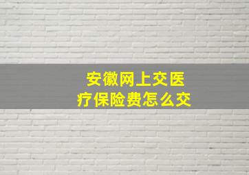 安徽网上交医疗保险费怎么交