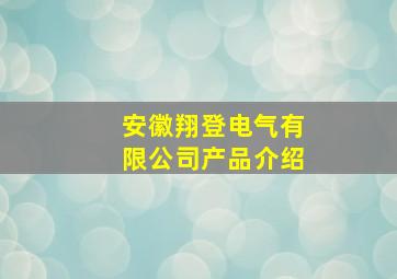 安徽翔登电气有限公司产品介绍