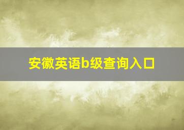 安徽英语b级查询入口