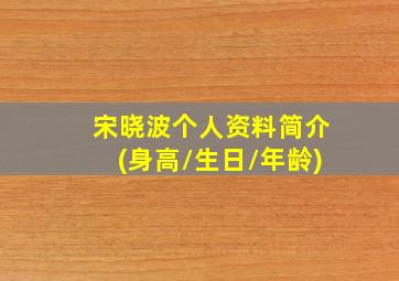 宋晓波个人资料简介(身高/生日/年龄)