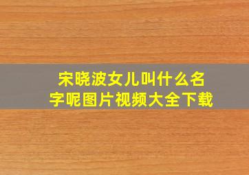 宋晓波女儿叫什么名字呢图片视频大全下载