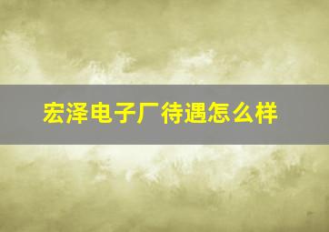 宏泽电子厂待遇怎么样