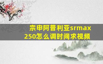 宗申阿普利亚srmax250怎么调时间求视频