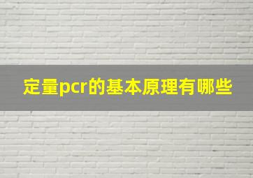 定量pcr的基本原理有哪些