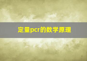 定量pcr的数学原理