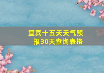 宜宾十五天天气预报30天查询表格