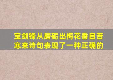 宝剑锋从磨砺出梅花香自苦寒来诗句表现了一种正确的