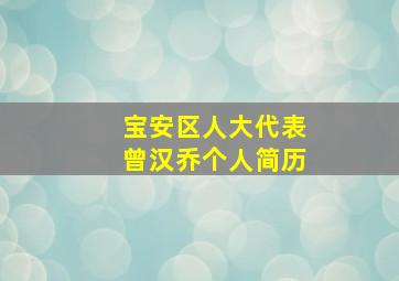 宝安区人大代表曾汉乔个人简历