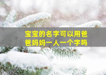 宝宝的名字可以用爸爸妈妈一人一个字吗