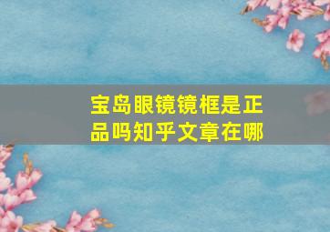 宝岛眼镜镜框是正品吗知乎文章在哪