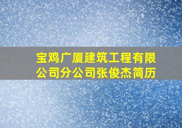 宝鸡广厦建筑工程有限公司分公司张俊杰简历