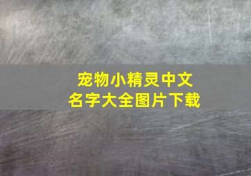 宠物小精灵中文名字大全图片下载