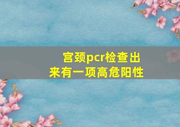 宫颈pcr检查出来有一项高危阳性