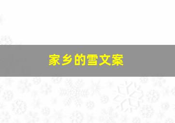 家乡的雪文案