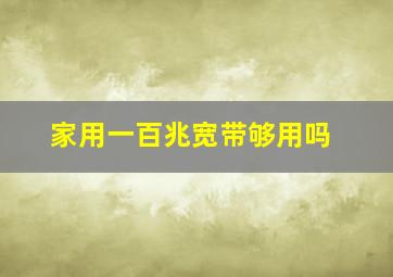 家用一百兆宽带够用吗