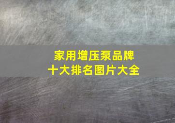 家用增压泵品牌十大排名图片大全