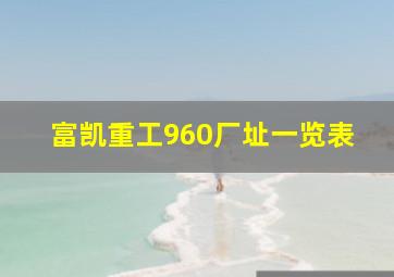 富凯重工960厂址一览表