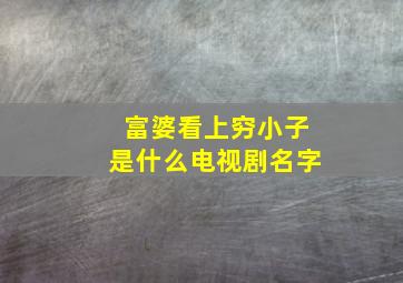 富婆看上穷小子是什么电视剧名字