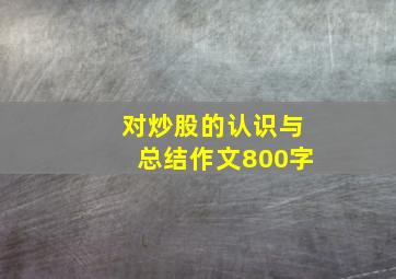 对炒股的认识与总结作文800字