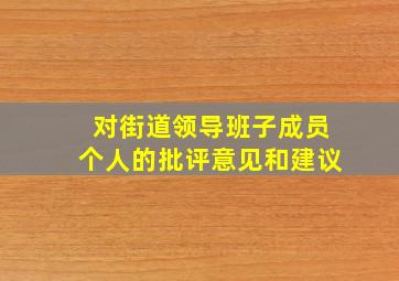 对街道领导班子成员个人的批评意见和建议