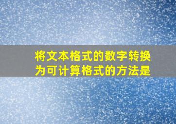 将文本格式的数字转换为可计算格式的方法是