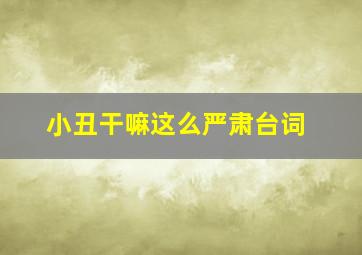 小丑干嘛这么严肃台词