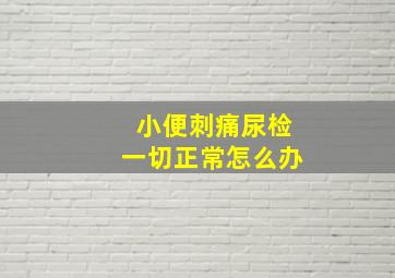 小便刺痛尿检一切正常怎么办