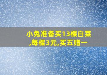 小兔准备买13棵白菜,每棵3元,买五赠一