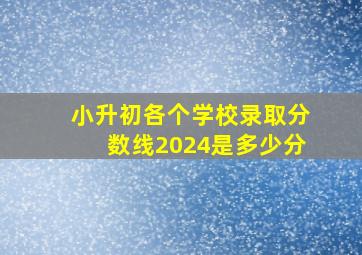 小升初各个学校录取分数线2024是多少分