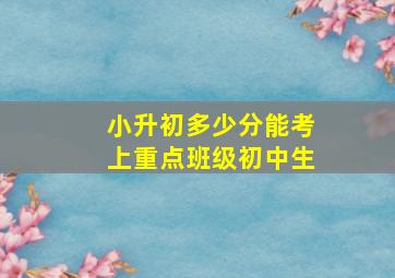 小升初多少分能考上重点班级初中生