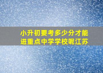 小升初要考多少分才能进重点中学学校呢江苏