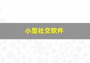 小型社交软件