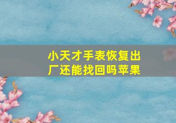 小天才手表恢复出厂还能找回吗苹果