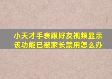 小天才手表跟好友视频显示该功能已被家长禁用怎么办