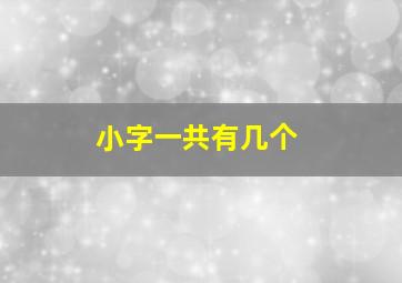 小字一共有几个